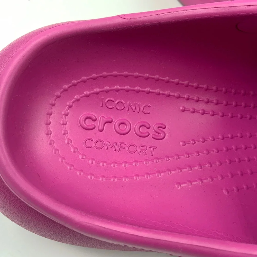 Crocs Classic Crush Clog Magenta Pink Platform Mens Sandals 207521-6QQ